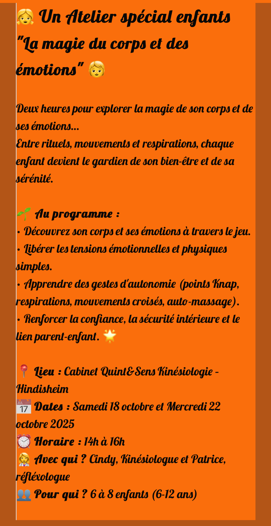 Atelier Magie du corps et des émotions