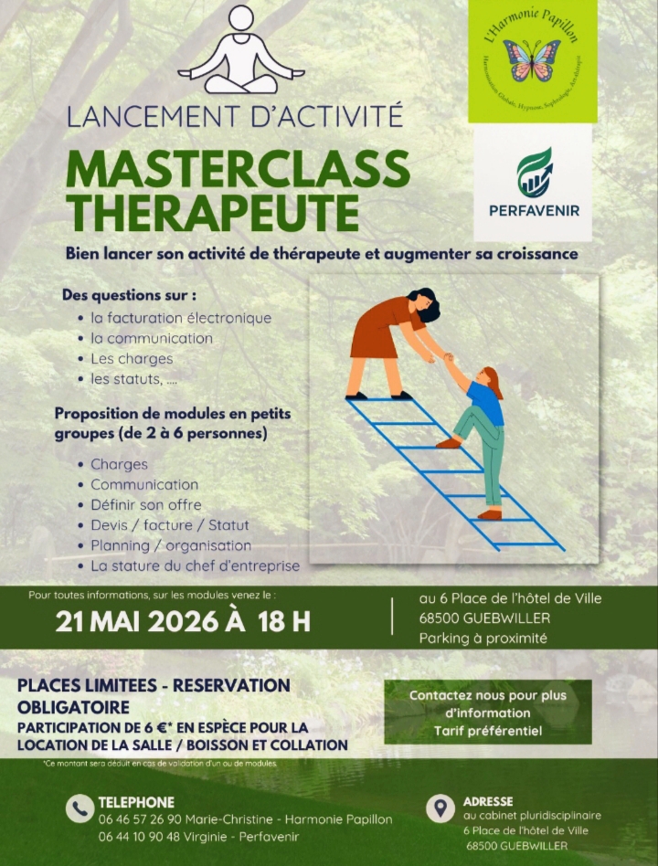 Masterclass thérapeute, bien lancer son activité et/ou augmenter sa croissance