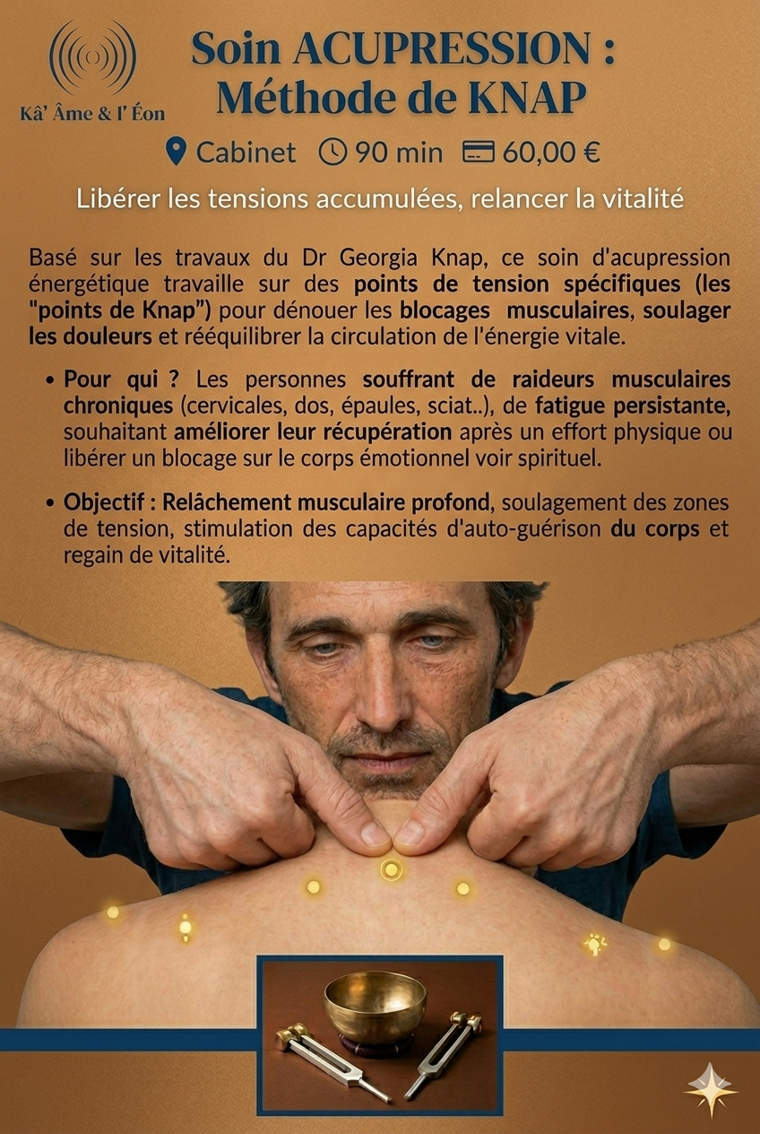 Soin ACUPRESSION : Méthode de KNAP Libérer les tensions, relancer la vitalité & harmoniser l'Être